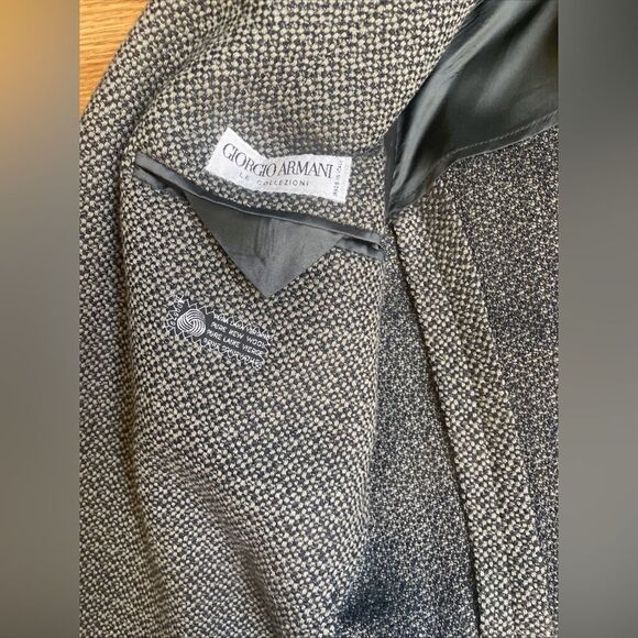 Giorgio Armani Houndstooth Italy Wool Blazer Navy & Tan Size 42.01 - Picture 10 of 16